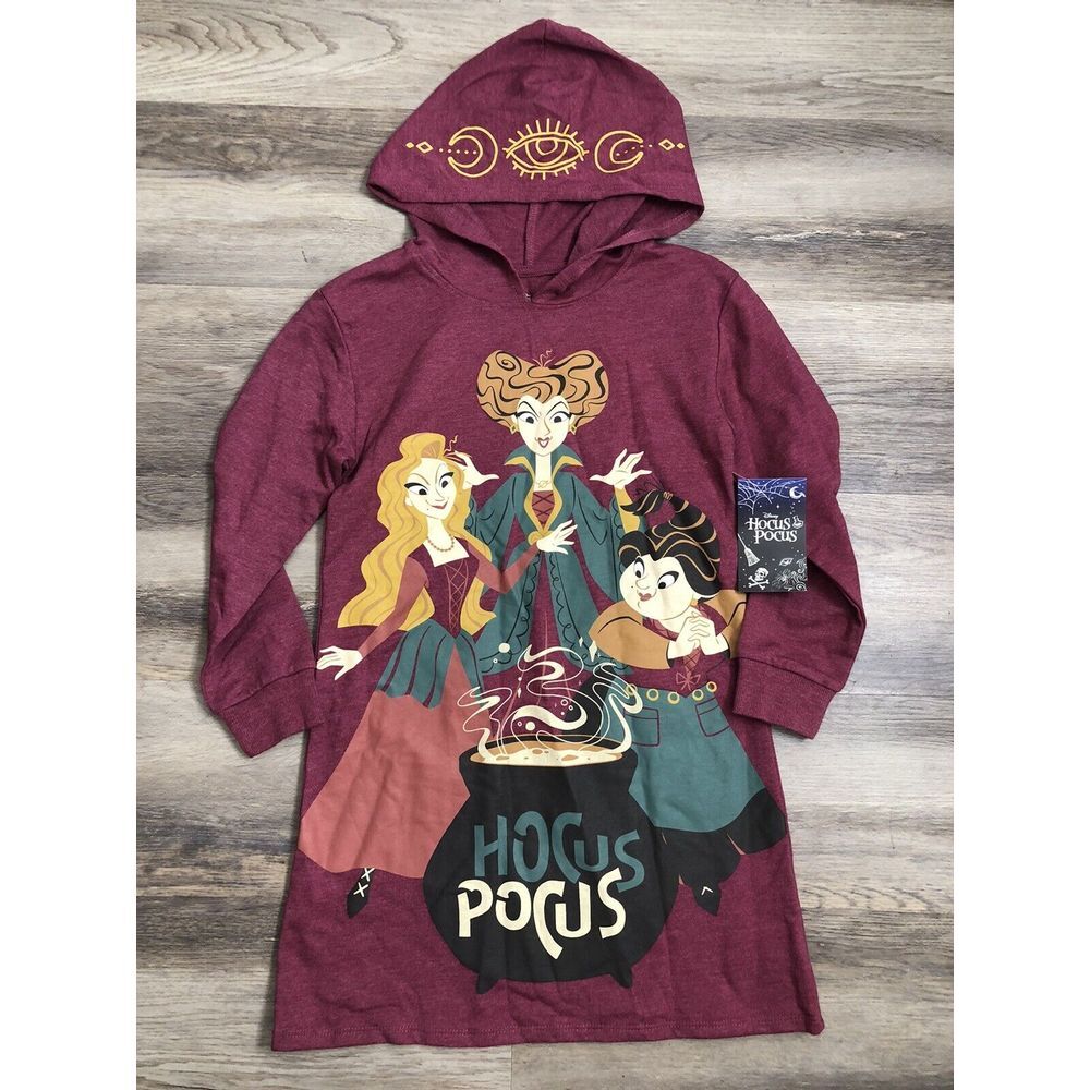NWT Girls Hooded Hocus Pocus Dress Sz M (7-8) Long Sleeve Disney Hoodie